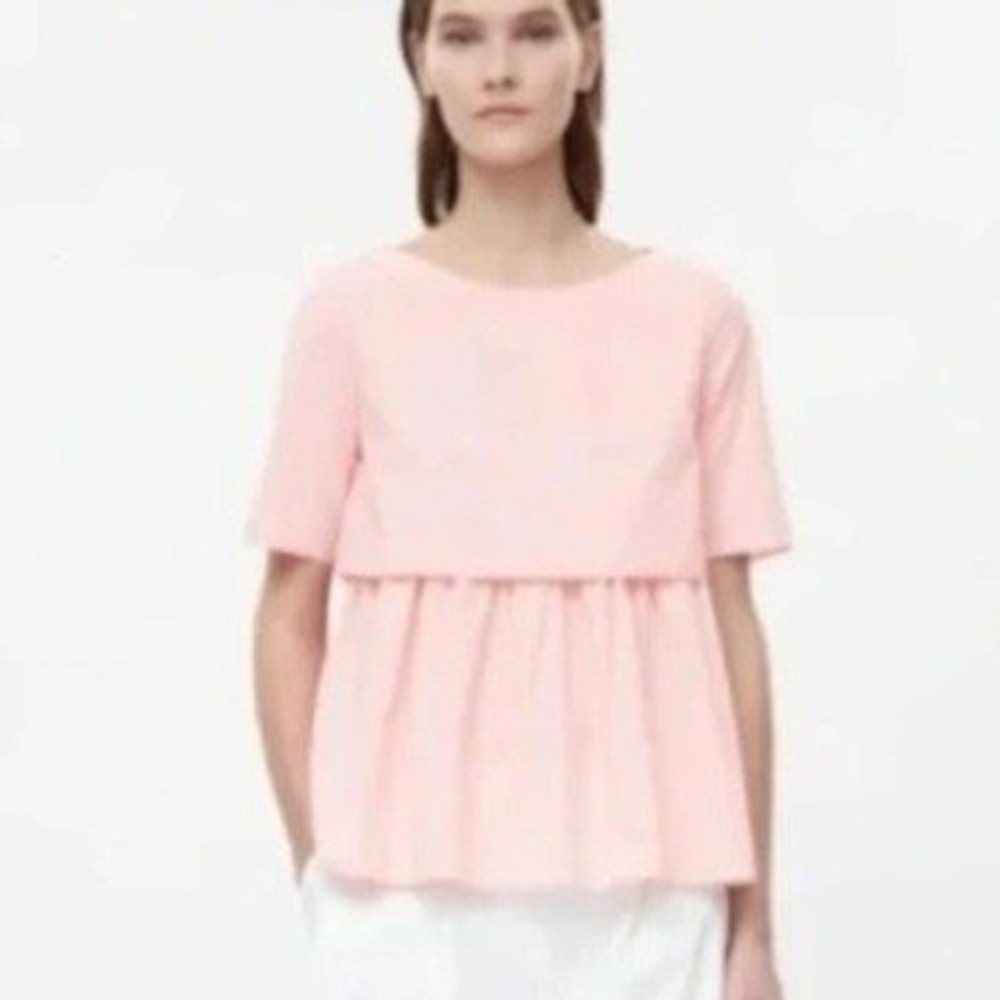 COS Pink Babydoll Top Sz 34 100% Cotton Pink Coquette Balletcore